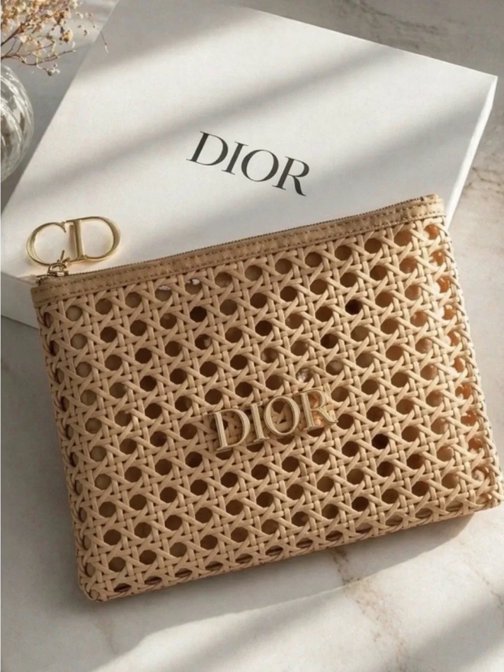 Beauty 2026 Summer Limited Edition Rattan Beige Cosmetic Pouch Bag w/ Box